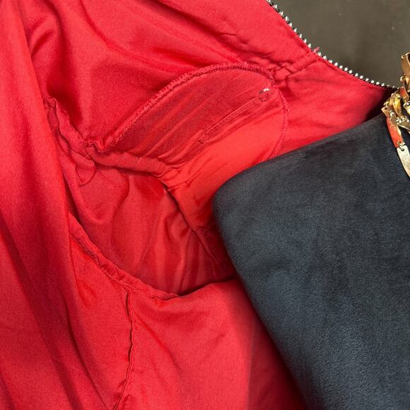 Laurence Kazar Red Beaded Silk Open Front Jacket Cardigan Plus Size 2X - Picture 11 of 13